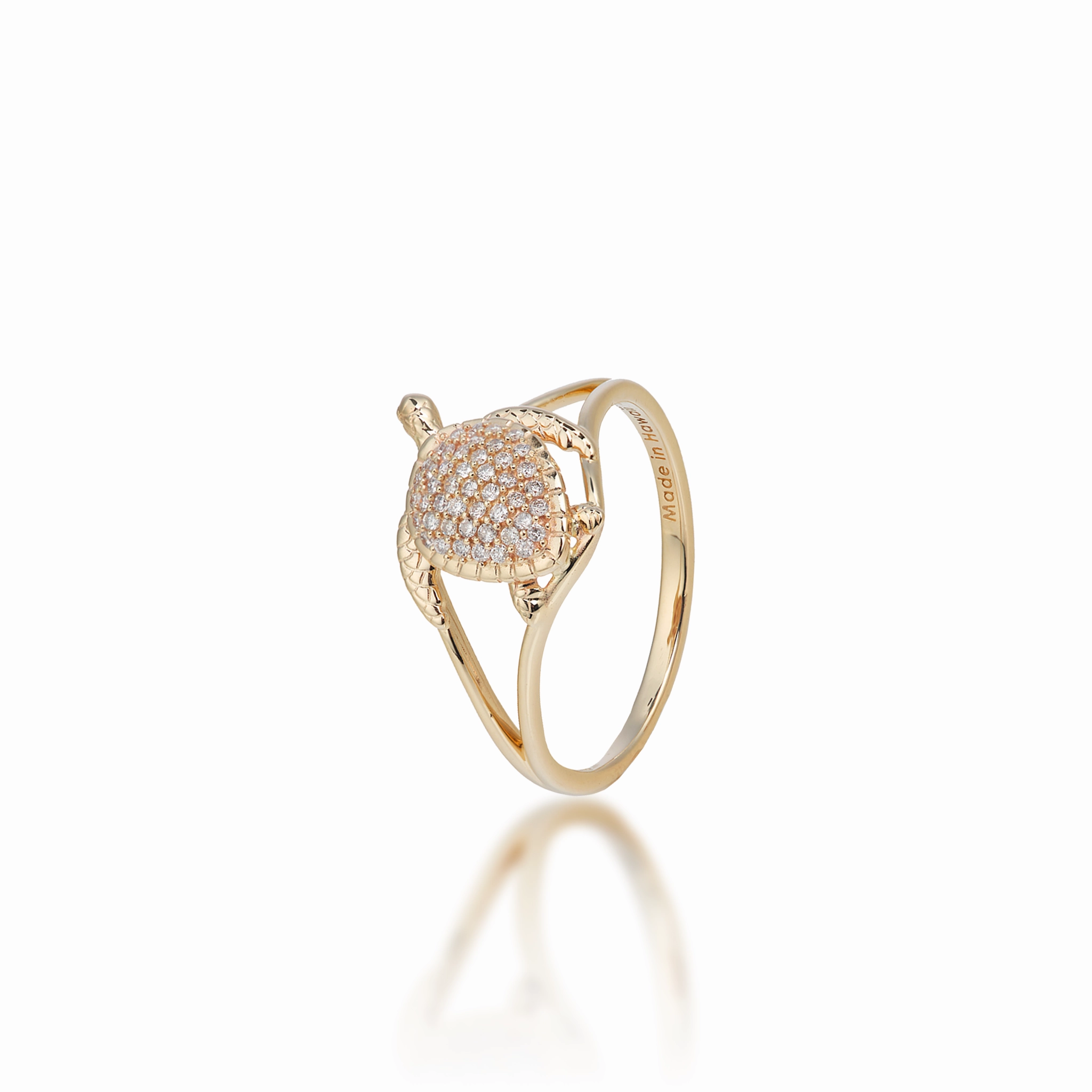 Sophisticated Pieces Honu Ring in Gold with Diamonds - 13mm