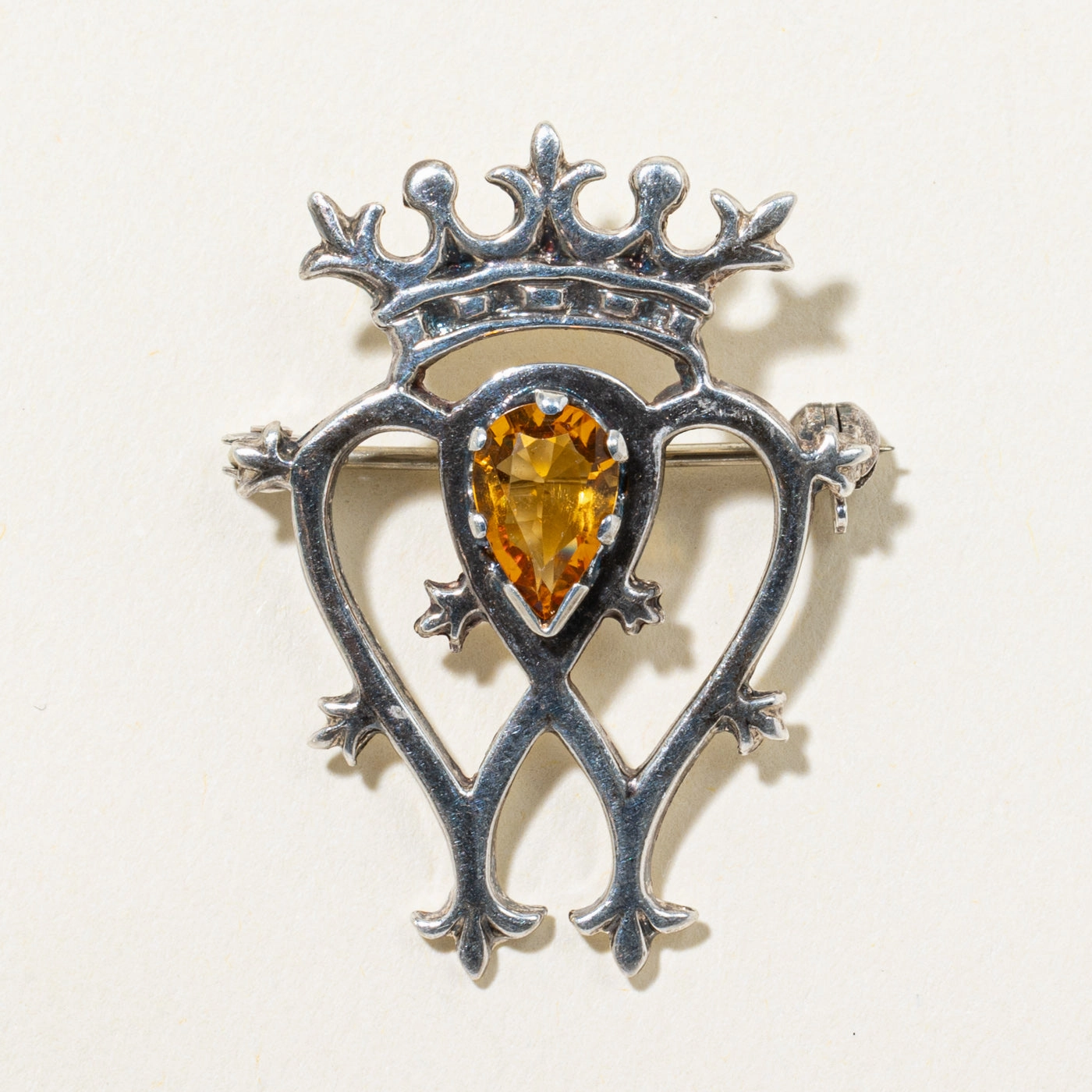 Runway Inspired 1966 Hallmarked Citrine Scottish Luckenbooth Brooch | 1.20ct
