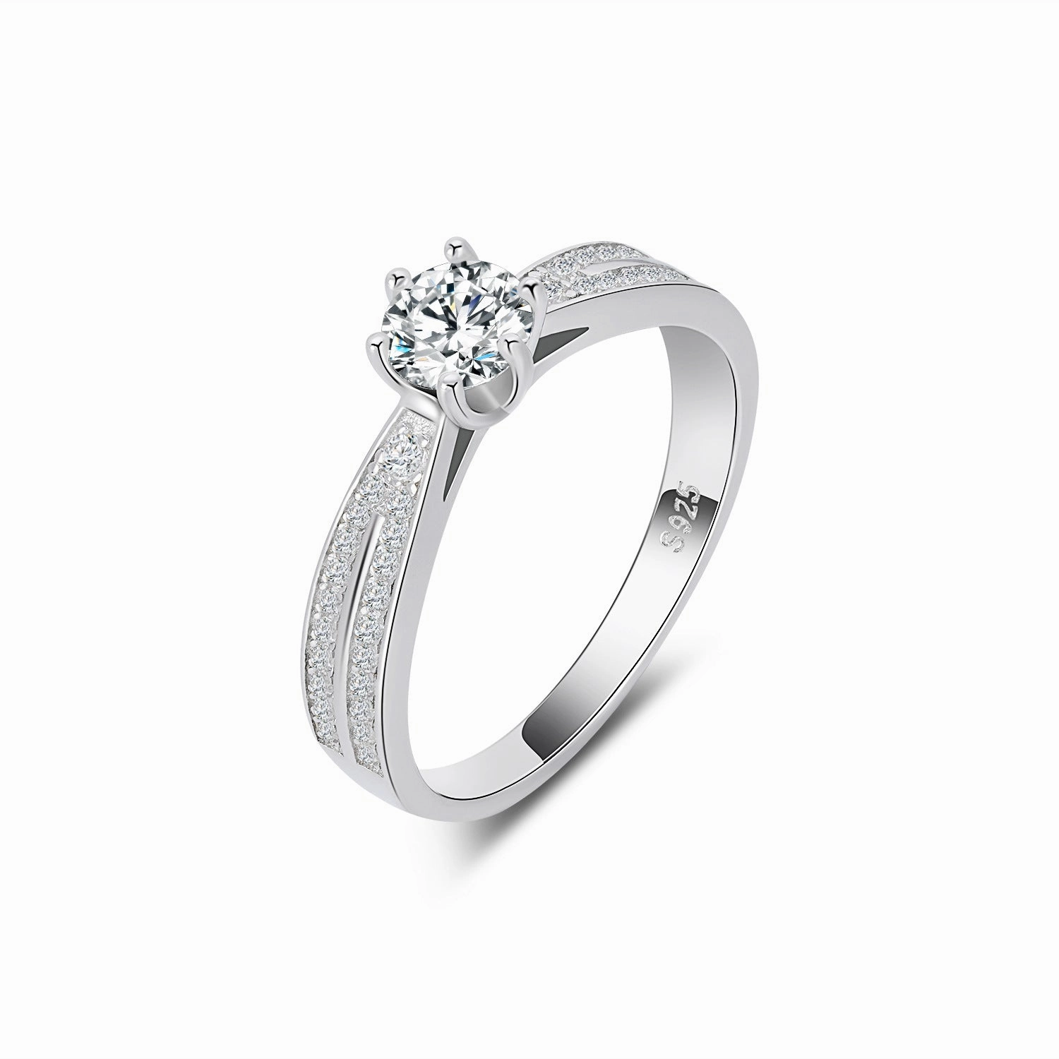 Solitaire Split Shank Engagement Ring | S925 | Moissanite Modern Finish