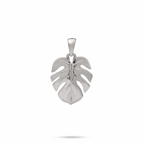 Monstera Pendant in Sterling Silver - 18mm Pure Accent