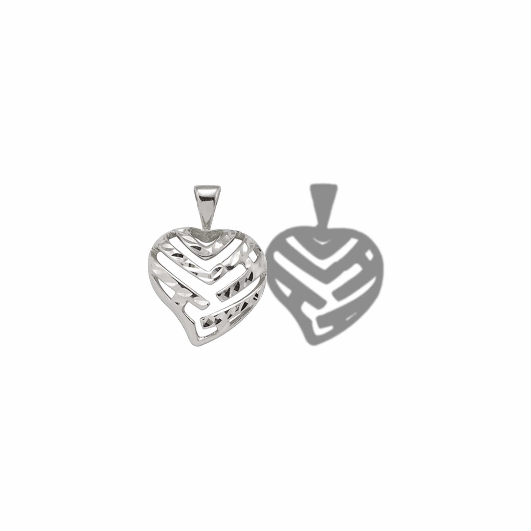 Aloha Heart Pendant in White Gold - 15mm Exclusive Craft