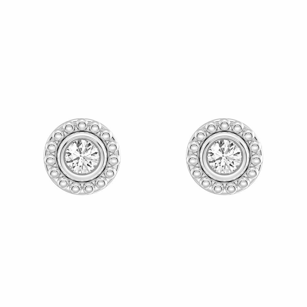 Convertible 2 in 1 Beaded Jacket Stud Earrings with Lab Grown Diamond Texture Highlight