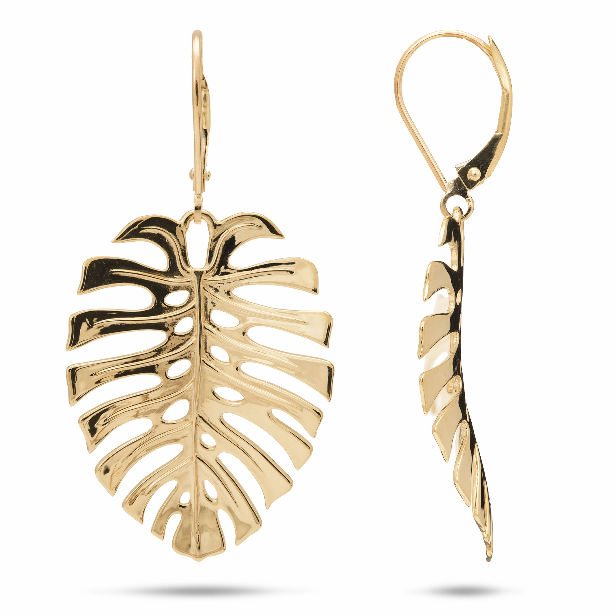 Eye Catching Monstera Earrings in Gold - 30mm