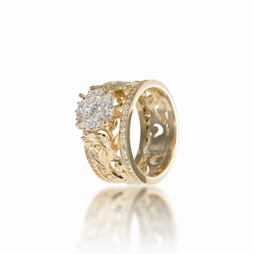 High-Quality Piece Living Heirloom Engagement Ring in Gold with Diamonds - 10mm
