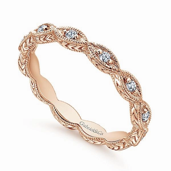 Marquise Shaped Stackable Diamond Ring 14K Rose Gold Stylish Detail urban vibe