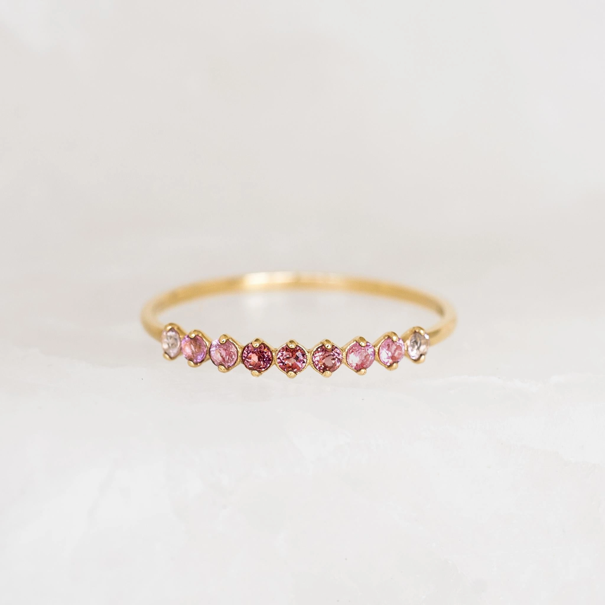 July Birthstone Ring 14k Gold - Ombre Tourmaline Bridal Accessory