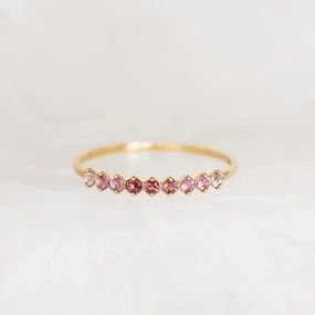July Birthstone Ring 14k Gold - Ombre Tourmaline Smart Casual Artistic Edge