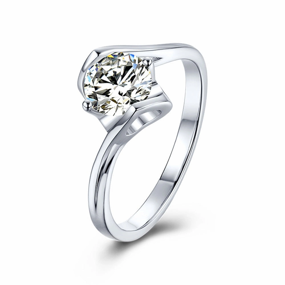Polished Jewelry Round Brilliant Heart Ring | S925 | Moissanite