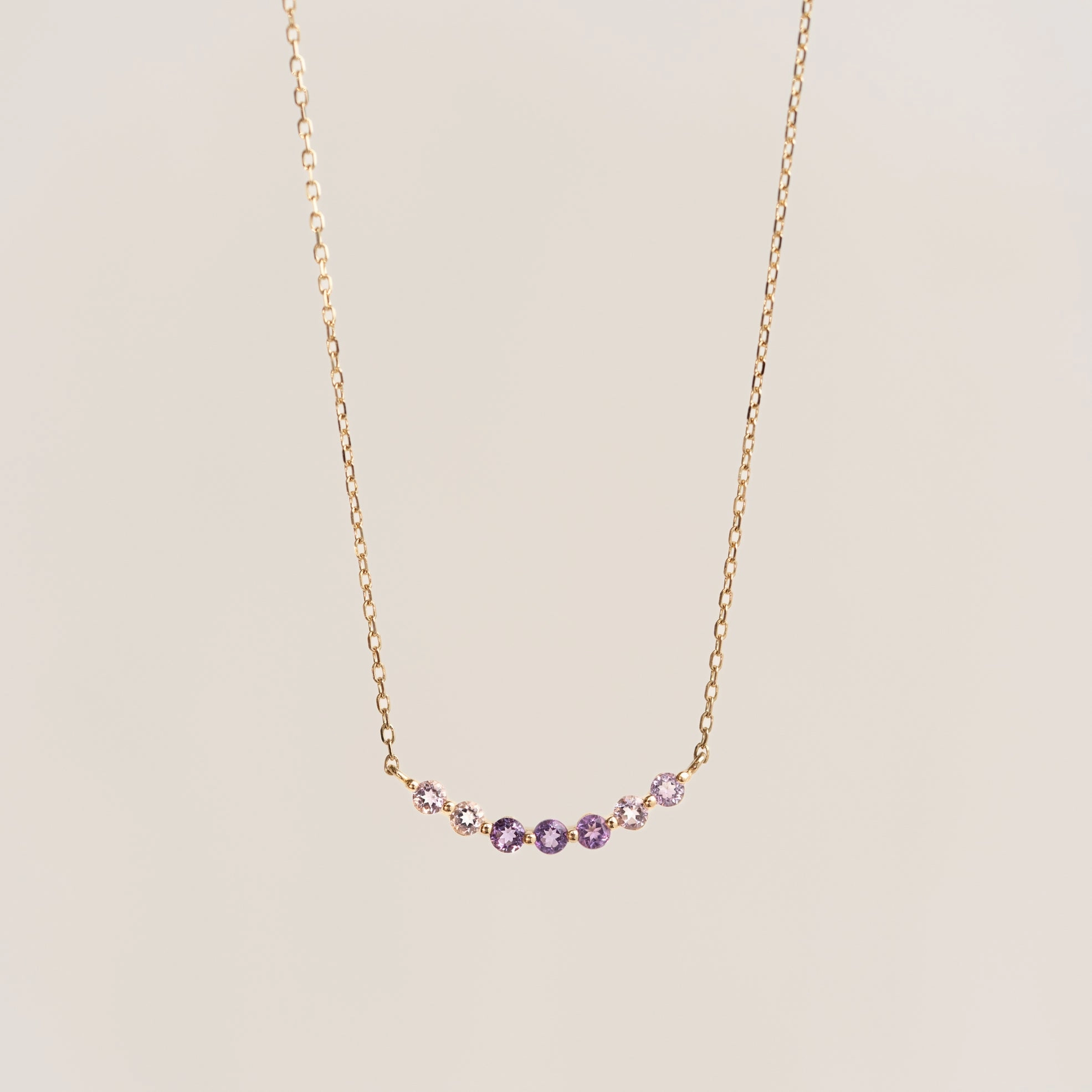 February Birthstone Necklace 14k Gold - Ombre Amethyst Effortless Look