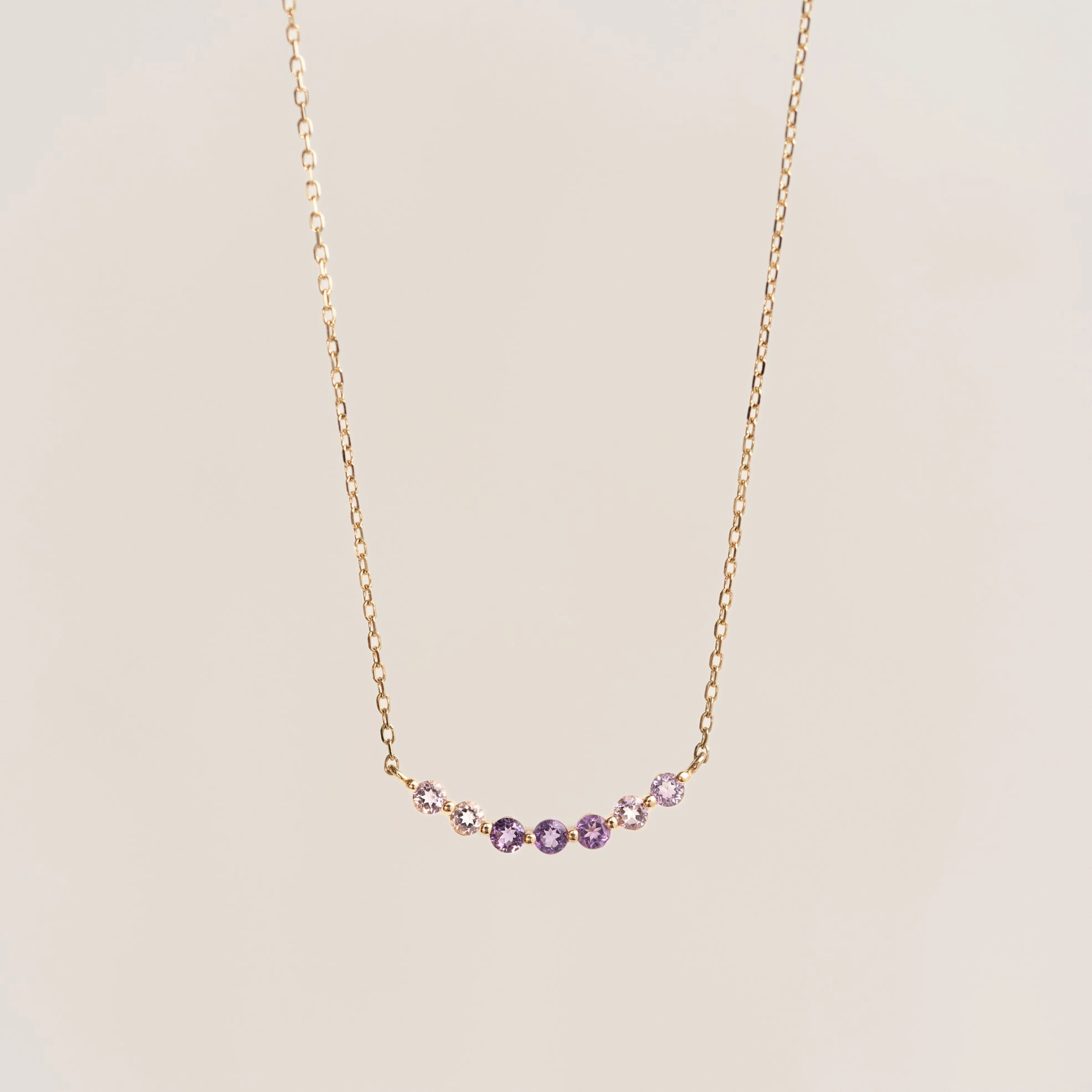 February Birthstone Necklace 14k Gold - Ombre Amethyst Charming Glow