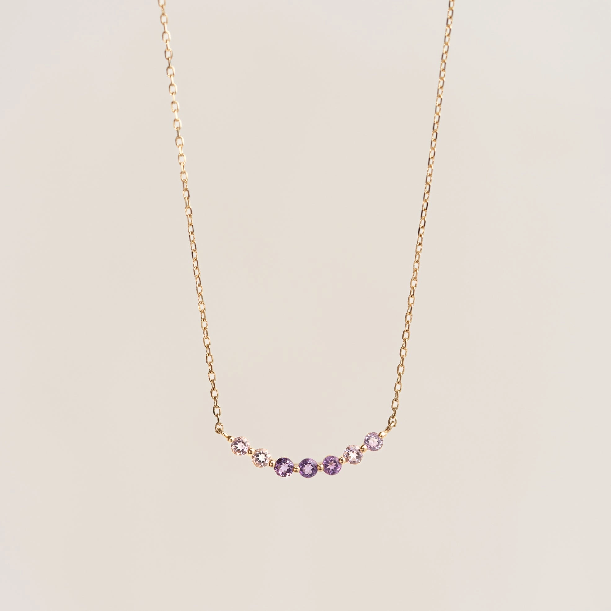 Textile Shine February Birthstone Necklace 14k Gold - Ombre Amethyst