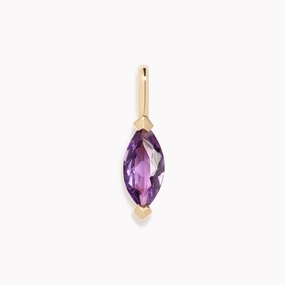 February Birthstone Pendant 14k Gold - Amethyst Handcrafted Touch Trendy Accessory