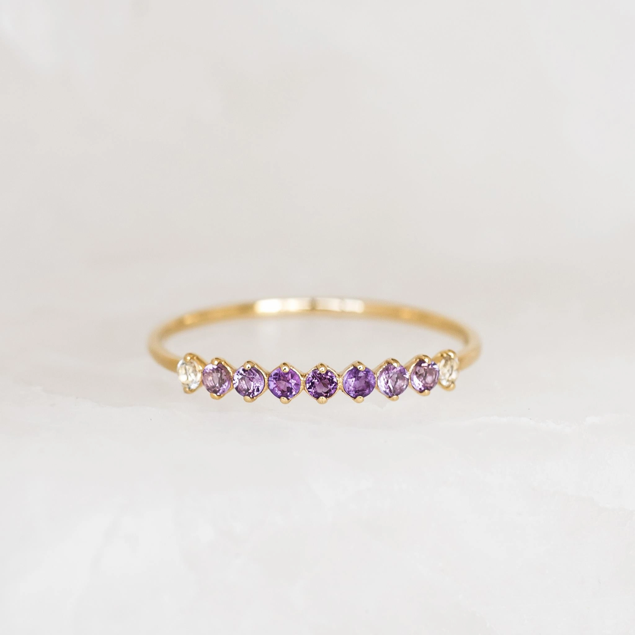 Bold Touch Refined Touch February Birthstone Ring 14k Gold - Ombre Amethyst