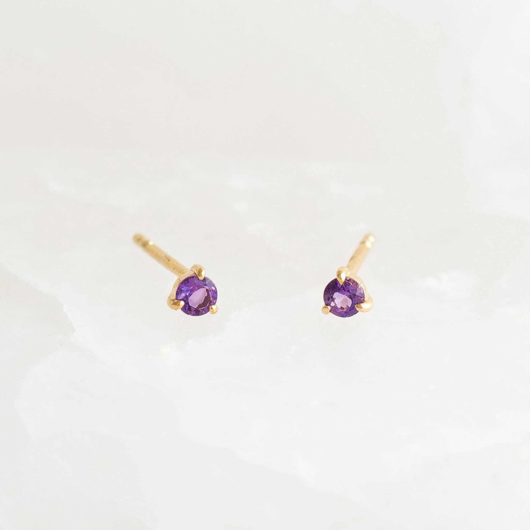 Everlasting Appeal February Birthstone Stud Earrings 14k Gold - Amethyst