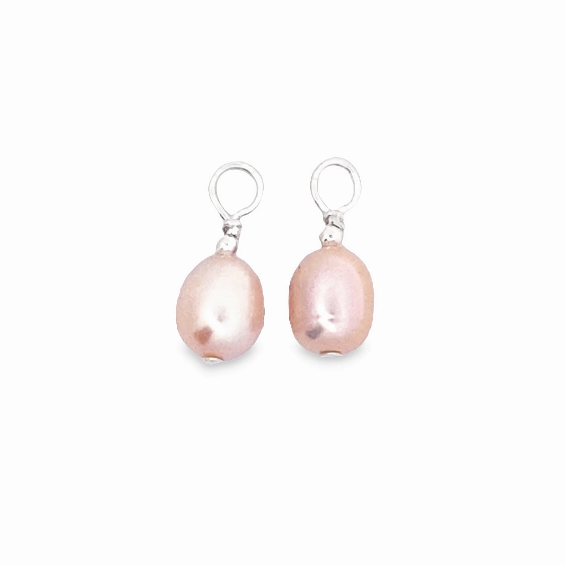 Understated Fit Gleaming Feature Sterling Silver Pink Freshwater Pearl Earring Charms