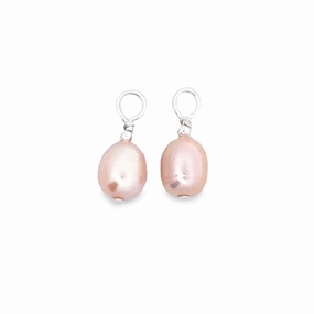 Understated Fit Gleaming Feature Sterling Silver Pink Freshwater Pearl Earring Charms