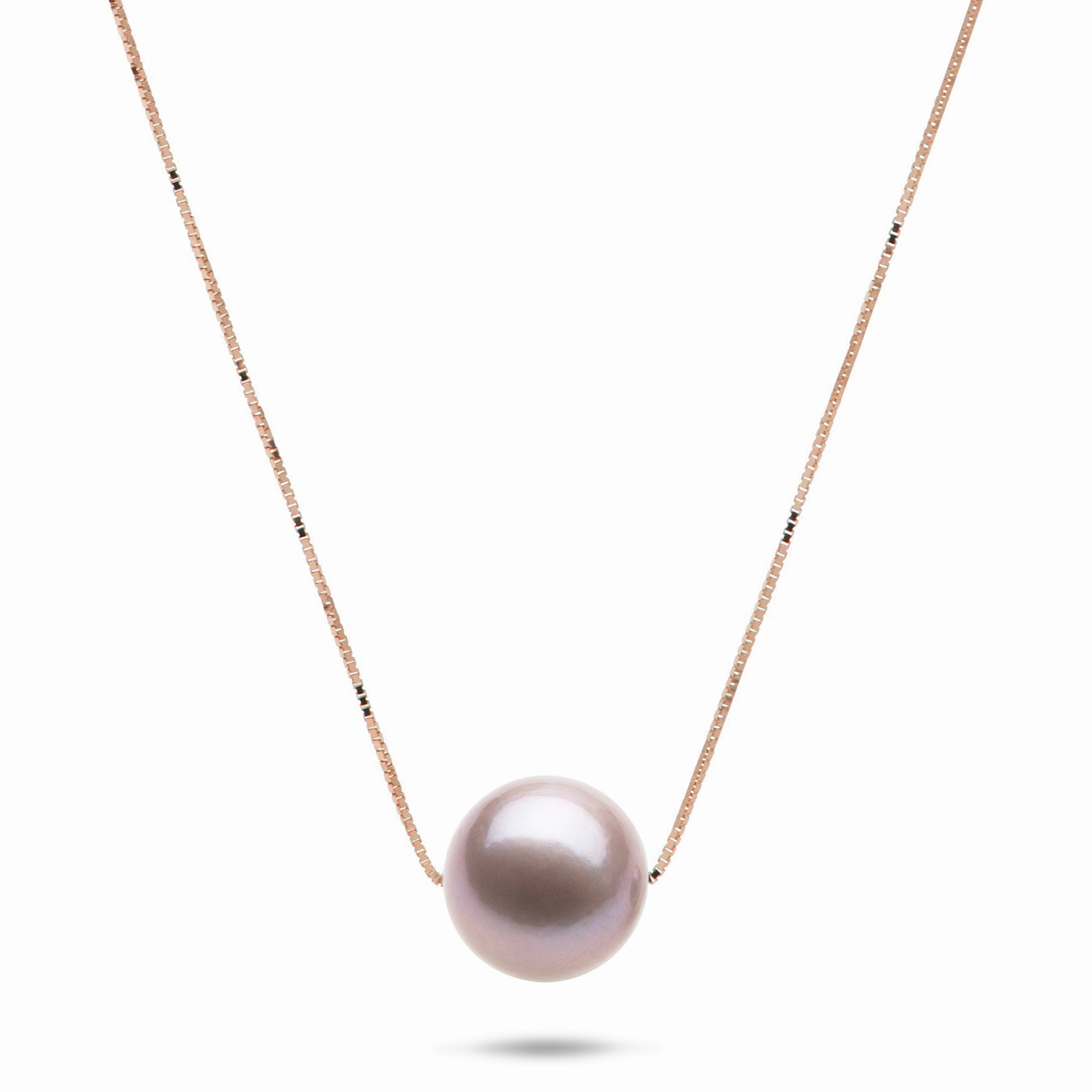 16-18" Adjustable Lavender Freshwater Pearl Necklace in Rose Gold - 9-10mm Elegant Choice