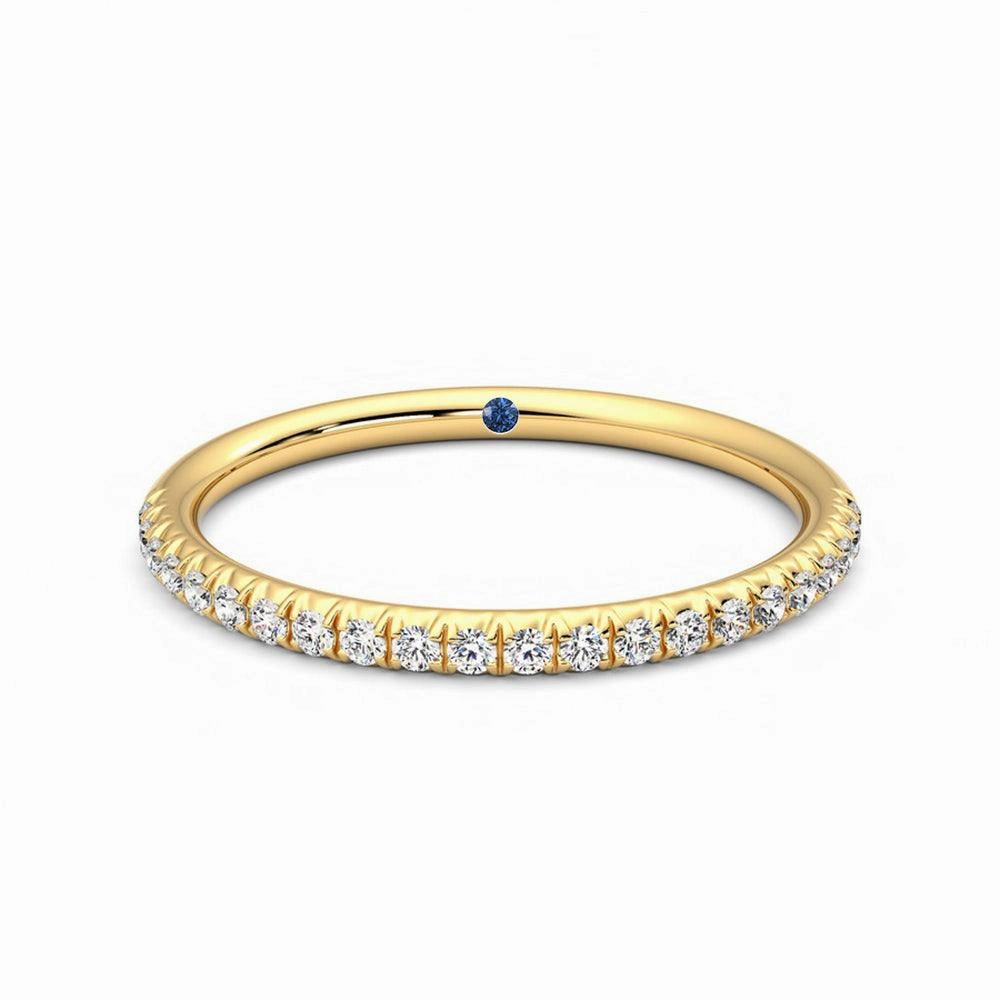 Modern Radiance Half Eternity Pav?? Set Moissanite Wedding Band with Anniversary Stone Accent