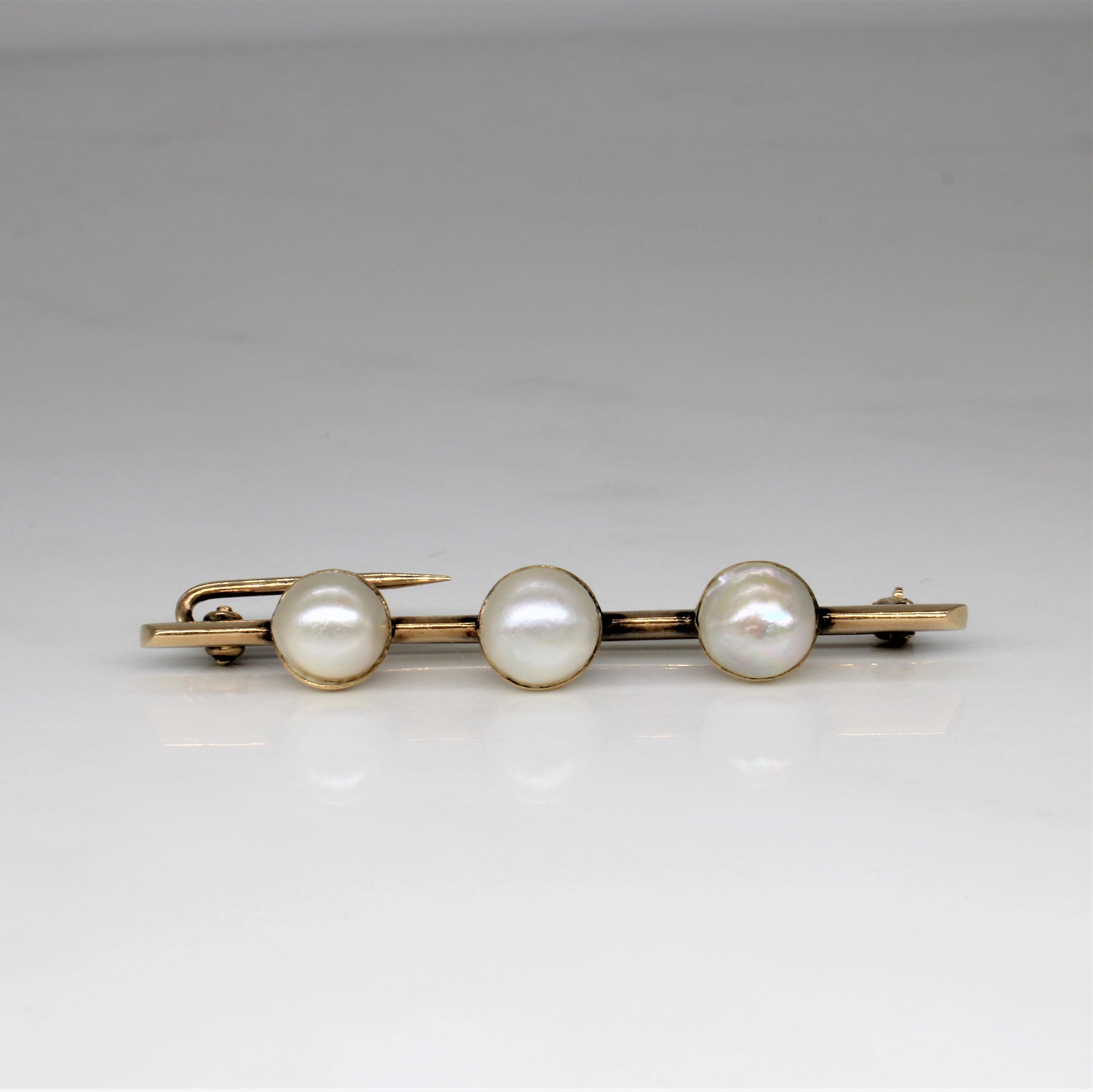 Three Pearl Bar Brooch | Subtle Look Contemporary Feature