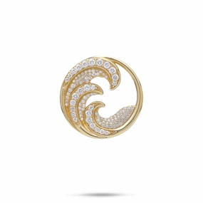 Nalu Pendant in Gold with Diamonds - 22mm Refined Shape
