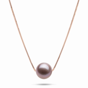 Timeless Accessories 16-18" Adjustable Freshwater Lilac Pearl Necklace in Rose Gold - 9-10mm