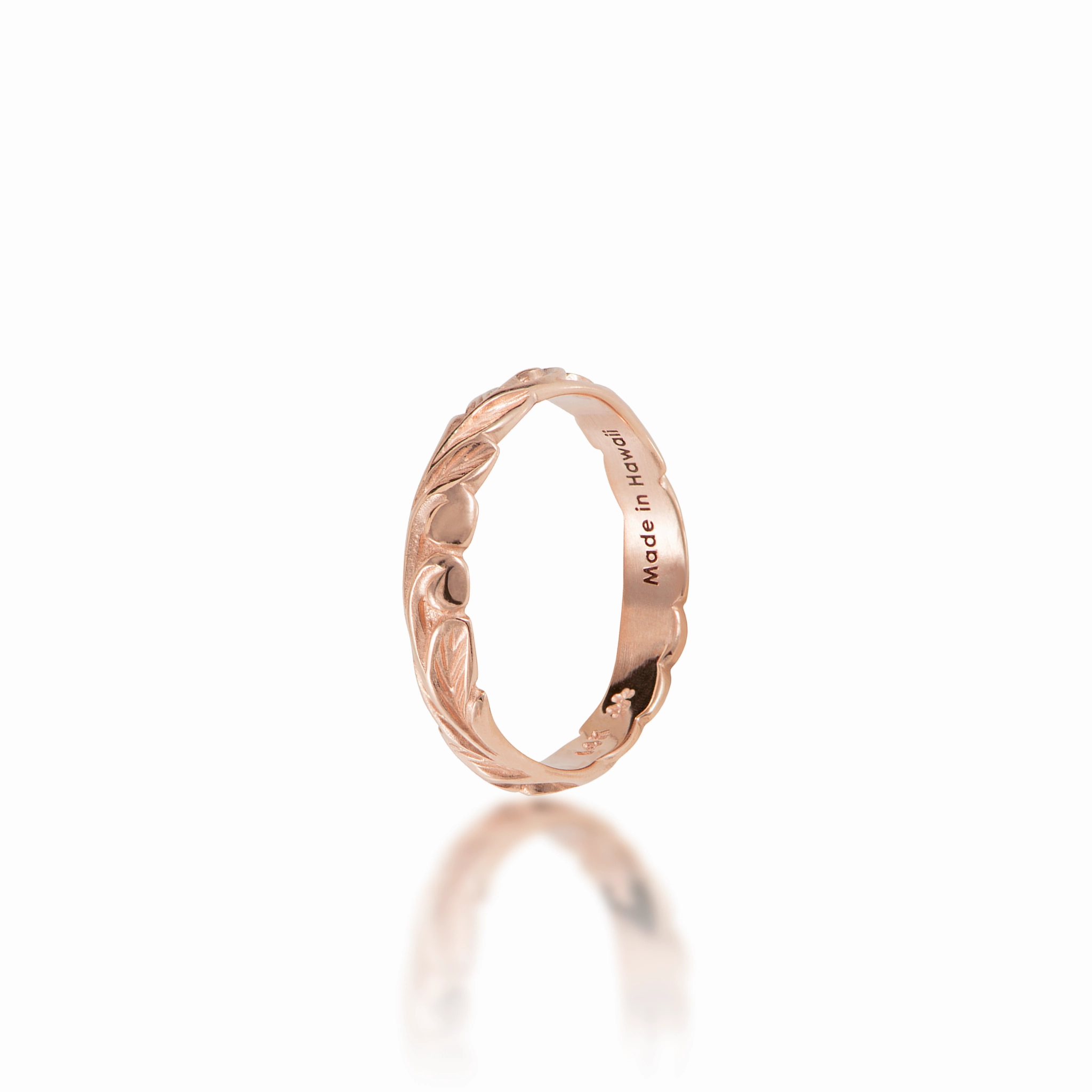 Hawaiian Heirloom Old English Scroll Ring in Rose Gold - 3mm Vibrant Craftwork Versatile Shine