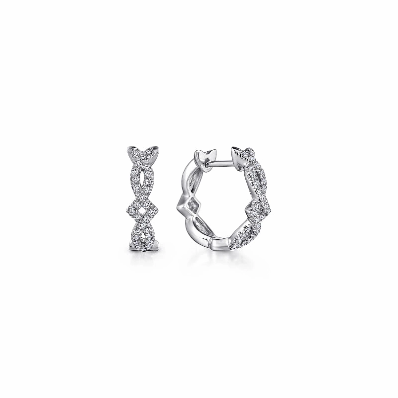 Exclusive Glow 14K White Gold Twisted 10mm Diamond Huggies