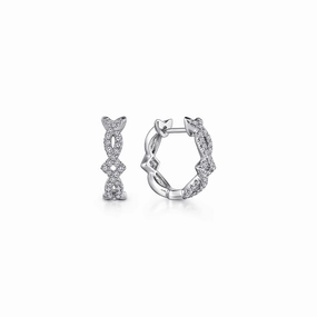 Exclusive Glow 14K White Gold Twisted 10mm Diamond Huggies