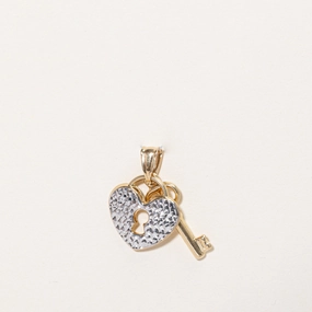 Fashionable Piece Lightweight Accent 14k Two Tone Gold Heart & Key Charms