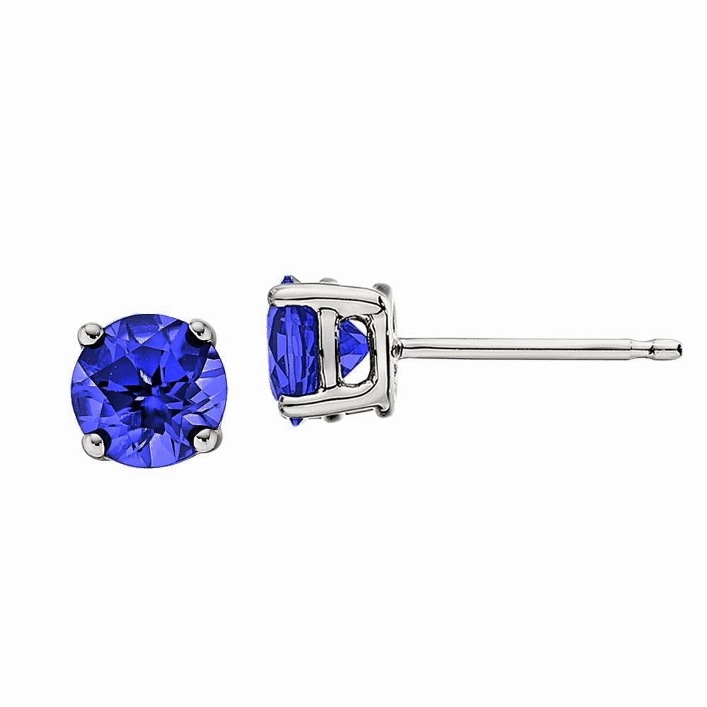 Charming Details Classic Birthstone Stud Earrings with Sapphires