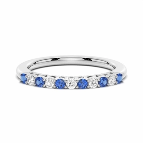 Signature Piece Blue Sapphire and White Sapphire Half Eternity Wedding Band
