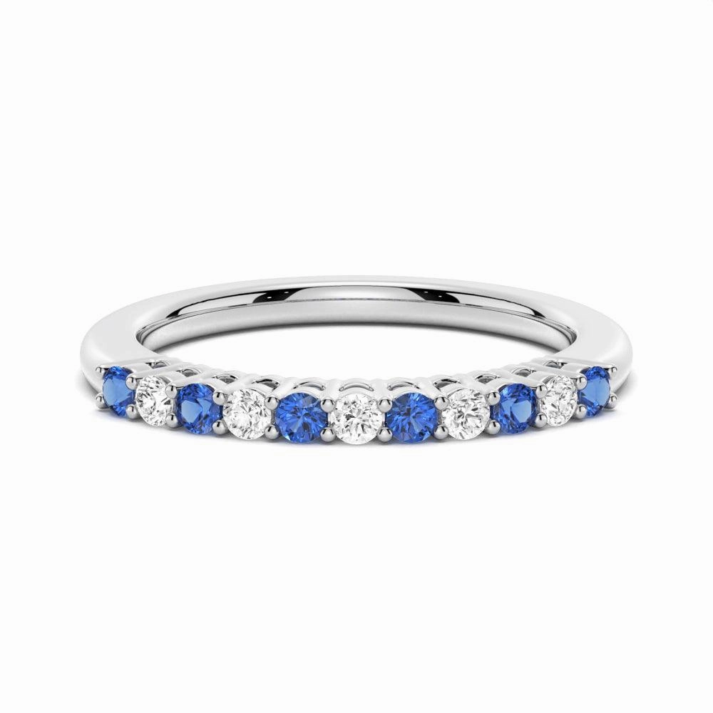 Signature Piece Blue Sapphire and White Sapphire Half Eternity Wedding Band