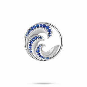 Nalu Pendant in White Gold with Blue Sapphires - 24mm Classic Touch Birthday Surprise