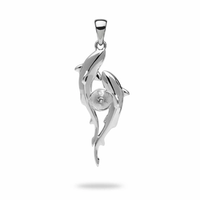 Pick A Pearl Shark Pendant in Sterling Silver - 33mm soft look Lively Accent