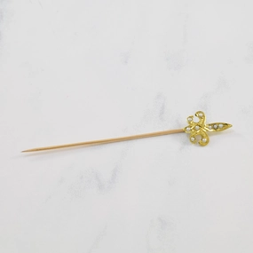 Minimalist Touch Fleur de Lis Seed Pearl Pin | 0.20ctw |