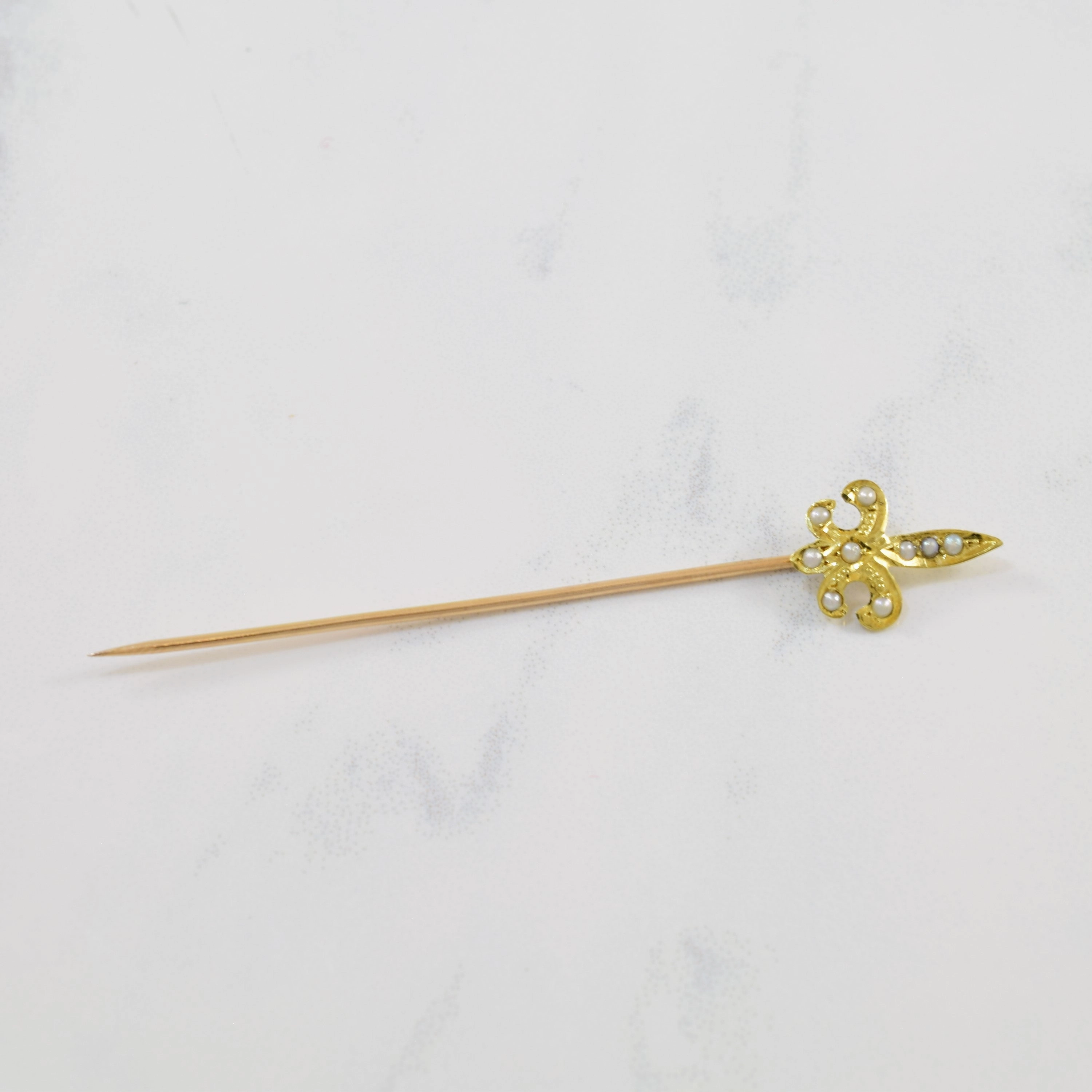 Minimalist Touch Fleur de Lis Seed Pearl Pin | 0.20ctw |