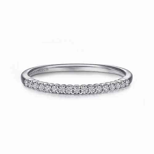 Sorrento - 14K White Gold Shared Prong Set Diamond Wedding Band - 0.1ct Daily Outfit Dainty Accent