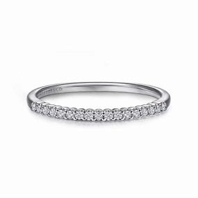 Sorrento - 14K White Gold Shared Prong Set Diamond Wedding Band - 0.1ct Daily Outfit Dainty Accent