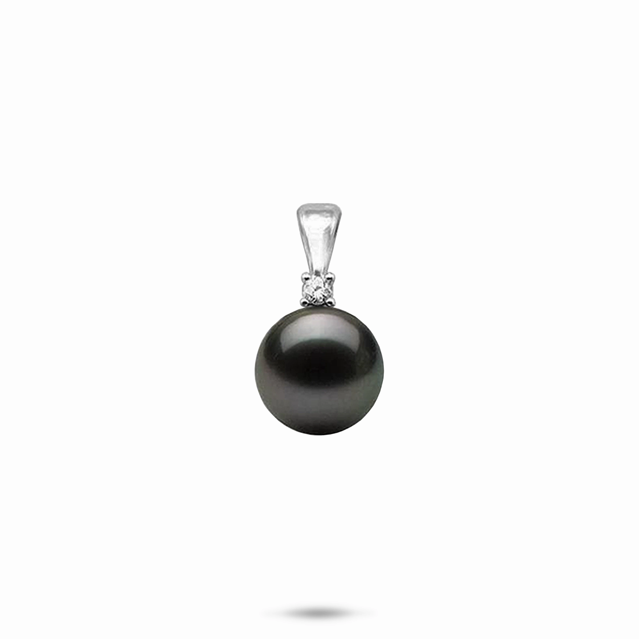 Tahitian Black Pearl Pendant in White Gold with Diamond - 10-11mm Polished Accessory Creative Craft