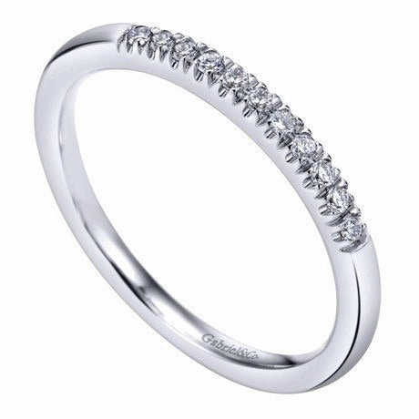 Modern Touch Fantastic Jewelry French Pave Diamond Band .10 Cttw 14K White Gold