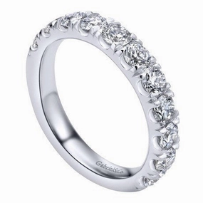 Lightweight Package French Pave Diamond Band 1.50 Cttw 14K White Gold
