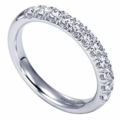 Wonderful Embellishment Quiet Style French Pave Diamond Band  .50 Cttw 14K White Gold