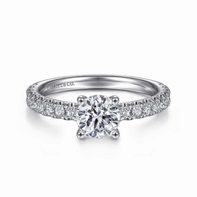 Refined Quality Styled Accent Amira - 14K White Gold Round Diamond Engagement Ring