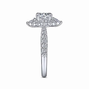 Starlight Halo Diamond Ring .92 Cttw 14k White Gold 584A Lovely Design