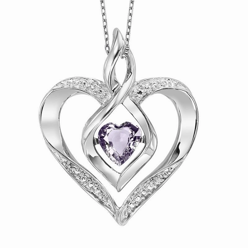 Sterling Silver Created Alexandrite and Diamond Heart Shaped Necklace Polished Piece Sophisticated Gem