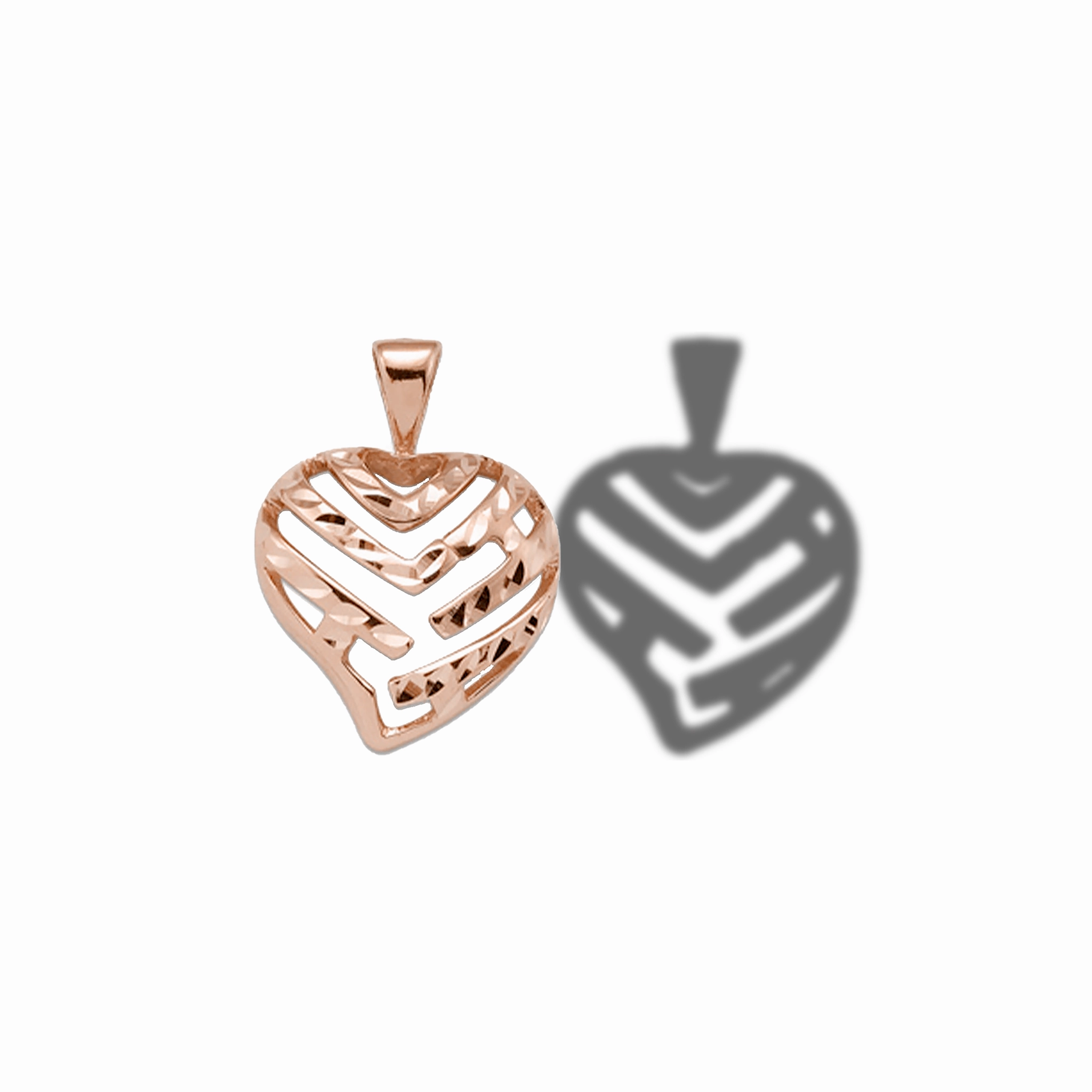 Simple Touch Aloha Heart Pendant in Rose Gold - 15mm