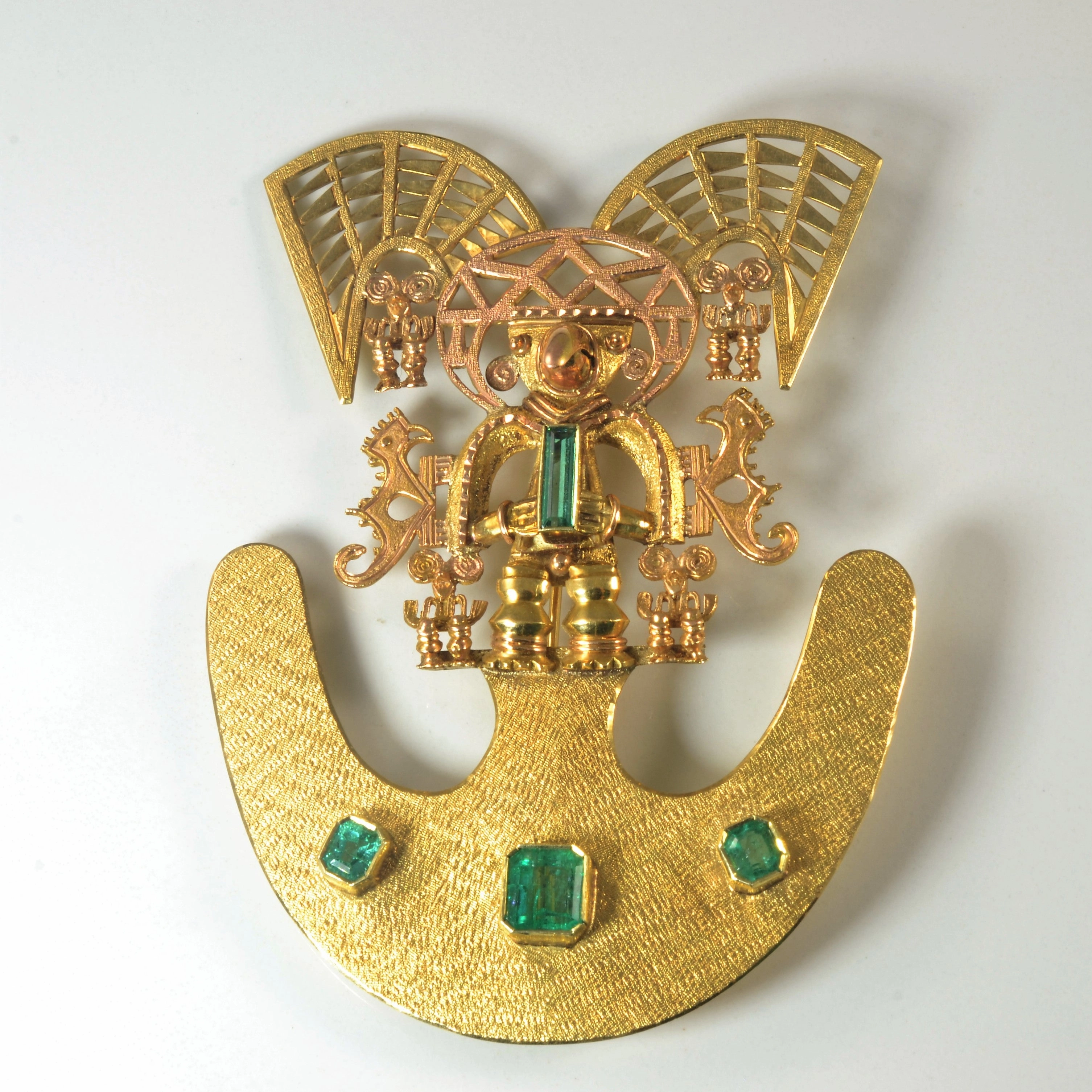 Unique Heavy Emerald Brooch/Pendant | 2.56ctw | Effortless Design Cool Form