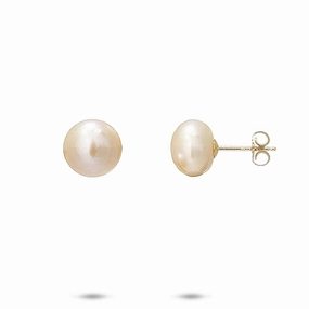 Everyday Glam Graceful Look Freshwater Natural Color Pearl Earrings in Gold - 9-10mm