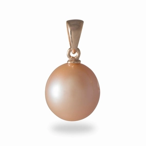 Dainty Sparkle Evening Shine Freshwater Pearl Pendant in Rose Gold - 9-10mm