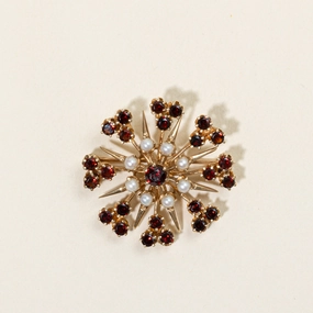 Garnet & Pearl Brooch & Pendant | 2.00ctw | Exclusive Look Glistening Detail